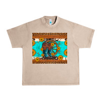 French Oak cowboy boots and sunflowers turquoise leopard background Urban Heavy Tee - Artiststas
