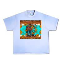 Grape Ice cowboy boots and sunflowers turquoise leopard background Urban Heavy Tee - Artiststas