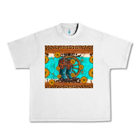 Lunar Rock cowboy boots and sunflowers turquoise leopard background Urban Heavy Tee - Artiststas