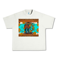 Pistachio cowboy boots and sunflowers turquoise leopard background Urban Heavy Tee - Artiststas