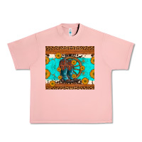 Salmon cowboy boots and sunflowers turquoise leopard background Urban Heavy Tee - Artiststas