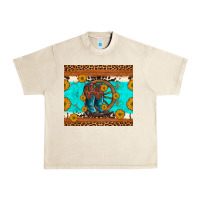 Cowboy Boots And Sunflowers Turquoise Leopard Background Urban Heavy Tee | Teevron