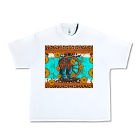 White cowboy boots and sunflowers turquoise leopard background Urban Heavy Tee - Artiststas