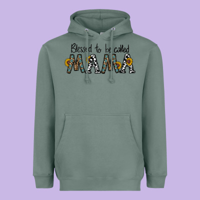 Blessed To Be Called Mama Heavyweight Hoodie Designed By Cowhidedigitalart