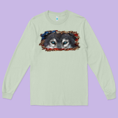 Long Sleeve Tee Wolf eyes american flag