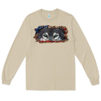 Mushroom Wolf eyes american flag Long Sleeve Tee - RanaPortraitStore