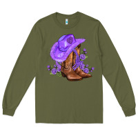 Army Green purple cowgirl  and roses Long Sleeve Tee - AdoDesignShop