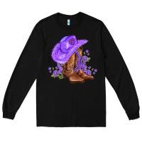 Black purple cowgirl  and roses Long Sleeve Tee - AdoDesignShop