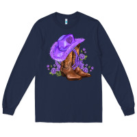 Navy purple cowgirl  and roses Long Sleeve Tee - AdoDesignShop