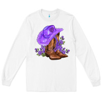White purple cowgirl  and roses Long Sleeve Tee - AdoDesignShop
