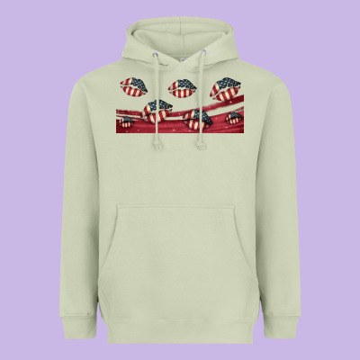 American Flag Lips 16oz Libbey Cup Heavyweight Hoodie Designed By Hra Design Shop