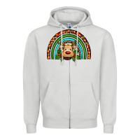 Dove Grey reindeer rainbow christmas Zipper Hoodie - RanaPortraitStore