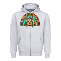 Heather Grey reindeer rainbow christmas Zipper Hoodie - RanaPortraitStore