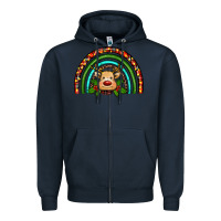 Navy reindeer rainbow christmas Zipper Hoodie - RanaPortraitStore