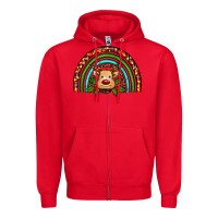 Red reindeer rainbow christmas Zipper Hoodie - RanaPortraitStore