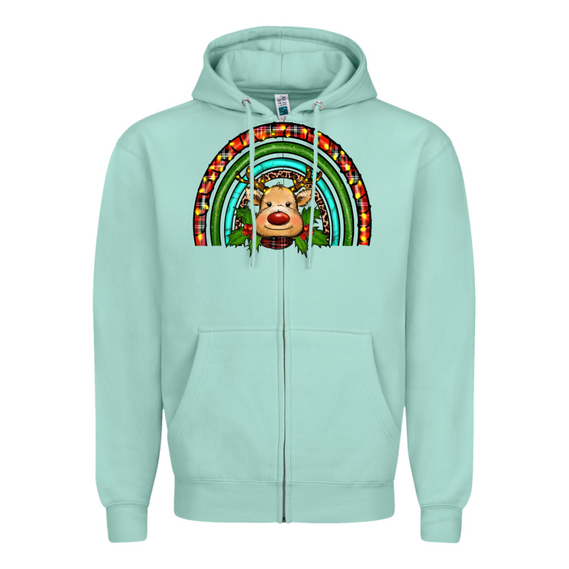 Reindeer Rainbow Christmas Zipper Hoodie by RanaPortraitStore | Teevron