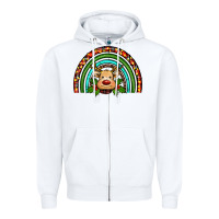 White reindeer rainbow christmas Zipper Hoodie - RanaPortraitStore
