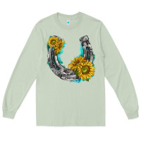 Matcha horseshoe cowhide and sunflowers Long Sleeve Tee - texasbilliewilder