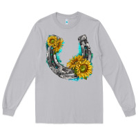 Moon Dust horseshoe cowhide and sunflowers Long Sleeve Tee - texasbilliewilder