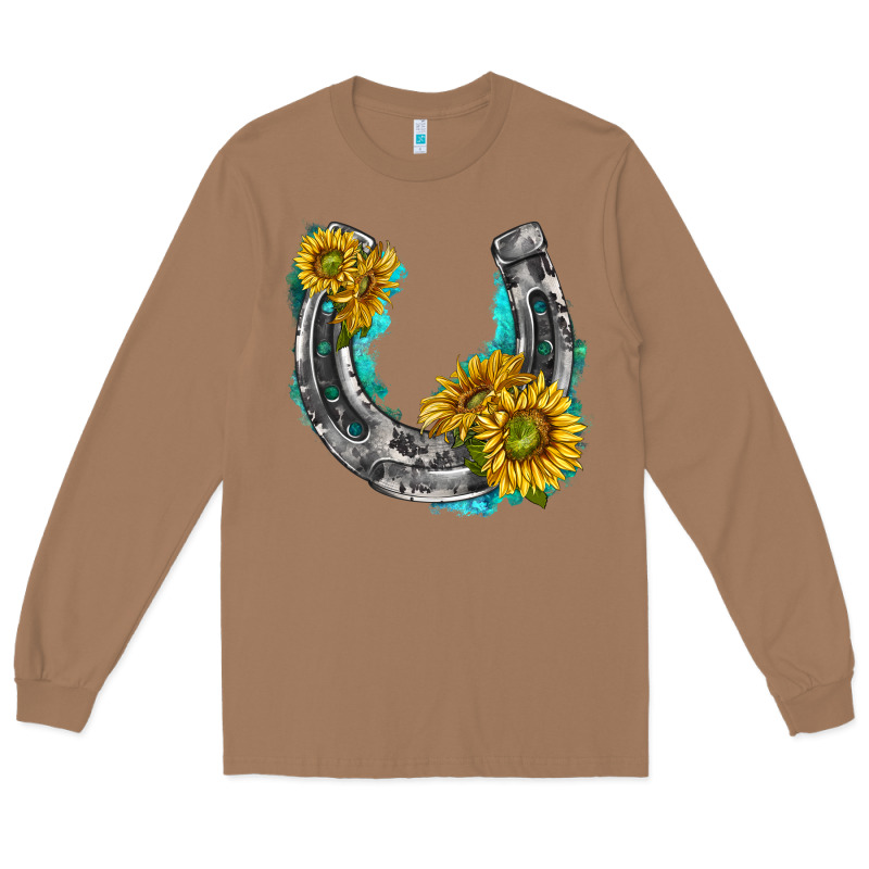 Horseshoe Cowhide And Sunflowers Long Sleeve Tee by texasbilliewilder | Teevron