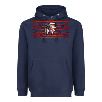 Navy patriotic native american headdress 16oz libbey cup Heavyweight Hoodie - HRA Design Shop