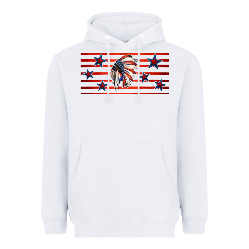 Patriotic Native American Headdress 16oz Libbey Cup Heavyweight Hoodie by HRA Design Shop | Teevron