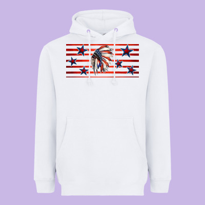 Patriotic Native American Headdress 16oz Libbey Cup Heavyweight Hoodie Designed By Hra Design Shop
