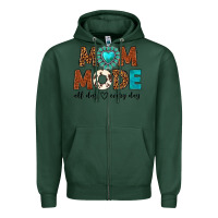 Sports Green mom mode all day every day Zipper Hoodie - texasbilliewilder