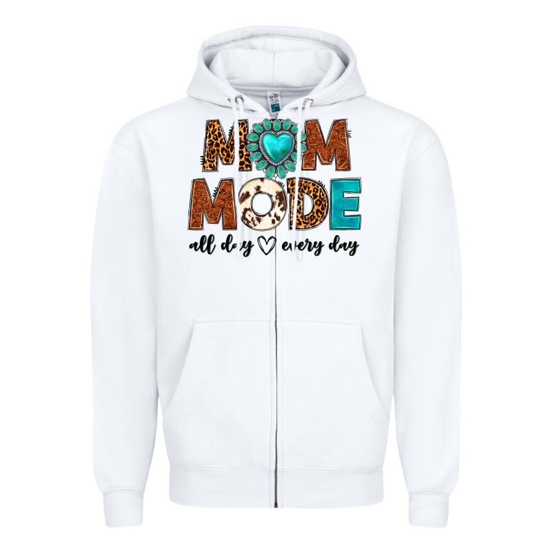 Mom Mode All Day Every Day Zipper Hoodie by texasbilliewilder | Teevron