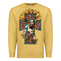 Antique Gold leopard cross  sunflower Premium Sweatshirt - JahusDesignShop