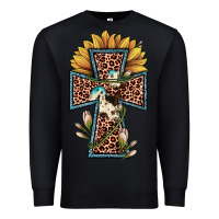 Black leopard cross  sunflower Premium Sweatshirt - JahusDesignShop