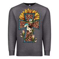 Charcoal Heather leopard cross  sunflower Premium Sweatshirt - JahusDesignShop