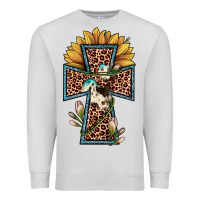 Dove Grey leopard cross  sunflower Premium Sweatshirt - JahusDesignShop