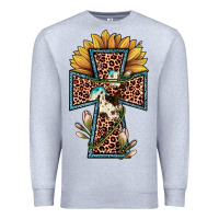 Heather Grey leopard cross  sunflower Premium Sweatshirt - JahusDesignShop