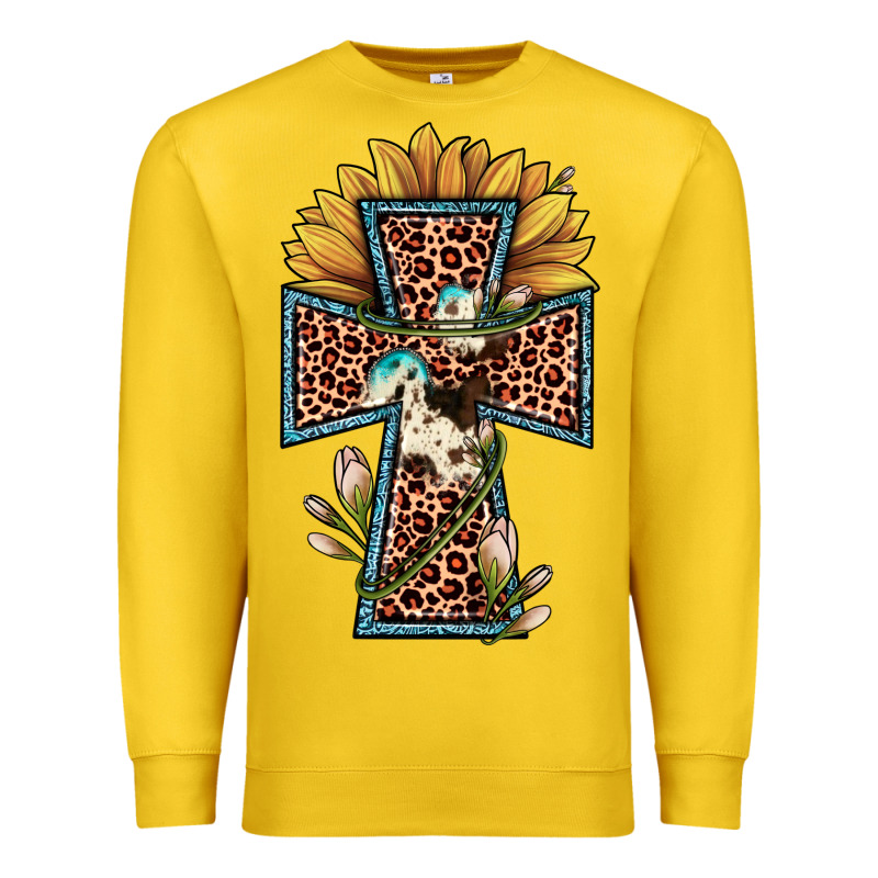 Leopard Cross  Sunflower Premium Sweatshirt by JahusDesignShop | Teevron