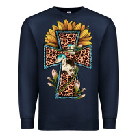 Navy leopard cross  sunflower Premium Sweatshirt - JahusDesignShop
