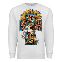 Oatmeal Heather leopard cross  sunflower Premium Sweatshirt - JahusDesignShop