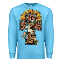 Ocean Blue leopard cross  sunflower Premium Sweatshirt - JahusDesignShop