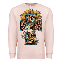 Pale Pink leopard cross  sunflower Premium Sweatshirt - JahusDesignShop