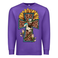 Purple leopard cross  sunflower Premium Sweatshirt - JahusDesignShop
