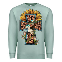 Seafoam leopard cross  sunflower Premium Sweatshirt - JahusDesignShop