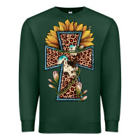 Sports Green leopard cross  sunflower Premium Sweatshirt - JahusDesignShop