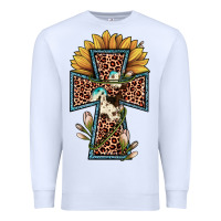 White leopard cross  sunflower Premium Sweatshirt - JahusDesignShop