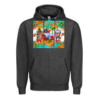 Charcoal Heather puerto rico coffee cups Zipper Hoodie - Zillion Design Studio