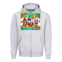 Heather Grey puerto rico coffee cups Zipper Hoodie - Zillion Design Studio