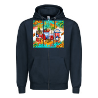 Navy puerto rico coffee cups Zipper Hoodie - Zillion Design Studio