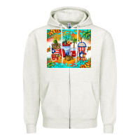 Oatmeal Heather puerto rico coffee cups Zipper Hoodie - Zillion Design Studio