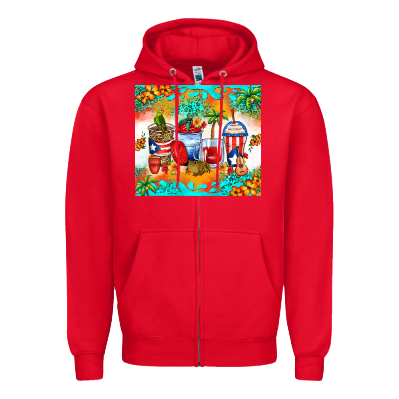 Puerto Rico Coffee Cups Zipper Hoodie by Zillion Design Studio | Teevron
