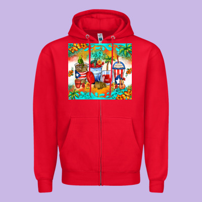 Puerto Rico Coffee Cups Zipper Hoodie Designed By Zillion Design Studio