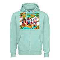 Seafoam puerto rico coffee cups Zipper Hoodie - Zillion Design Studio